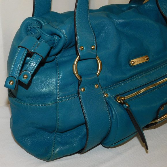 MICHAEL KORS Satchel Barrel Leather Handbag Large Turquoise - Picture 4 of 14